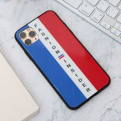  Ốp lưng iPhone 11 Pro Max nhựa cứng viền dẻo Tempered glass OSMIA Xanh navy đỏ 