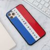 Ốp lưng iPhone 11 Pro Max nhựa cứng viền dẻo Tempered glass OSMIA Xanh navy đỏ