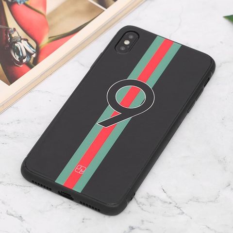 Ốp lưng iPhone XS Max nhựa cứng viền dẻo Glass printing JM 19G016 Đen GC