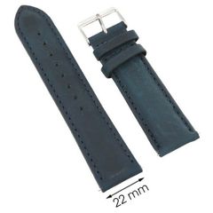  Dây da đồng hồ size 22 mm xanh dương G027 