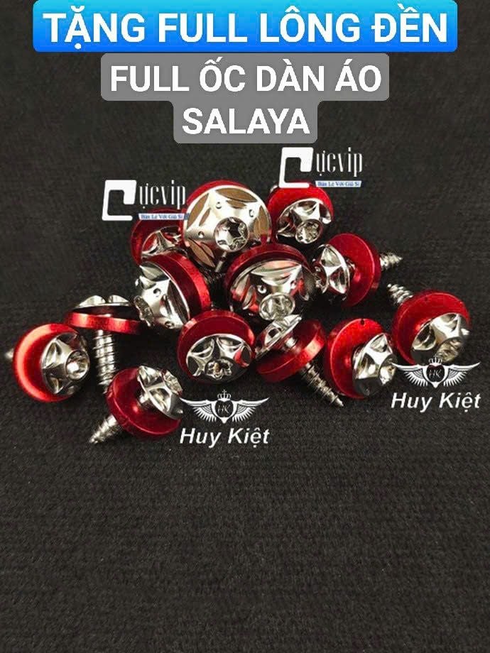 [TẶNG FULL LÔNG ĐỀN ĐỎ] FULL BỘ Ốc Dàn Áo Salaya Sao Nhọn, Phay Thái [INOX 304] Lắp Nhiều Dòng Xe MS9935