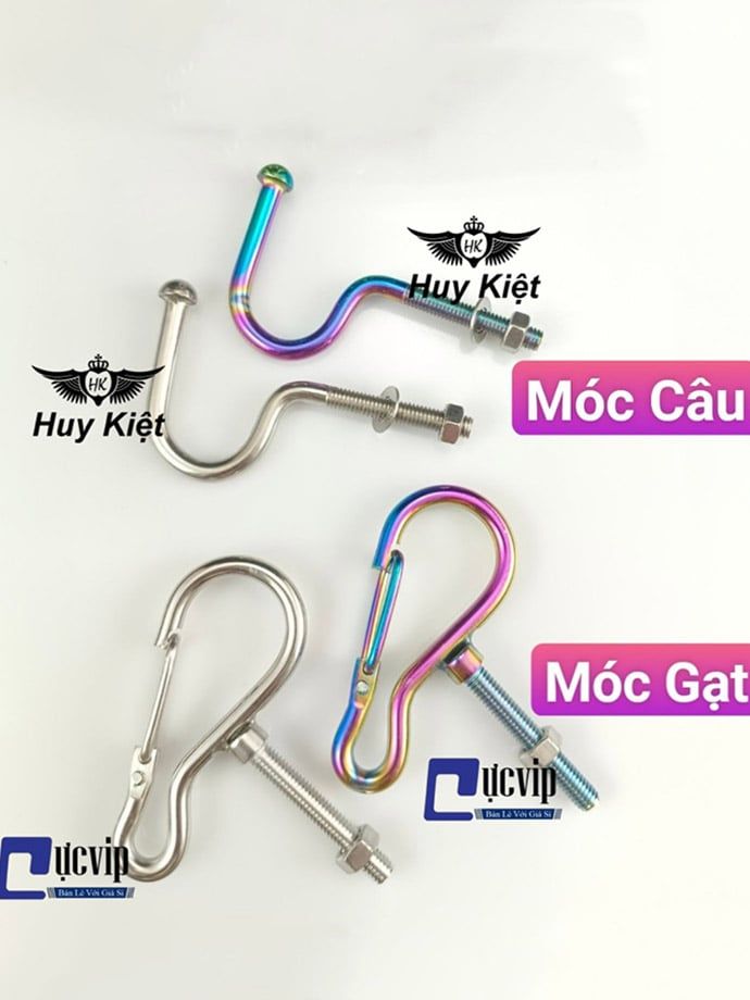 (Giá 1 Móc) Móc Gạt, Móc Câu Treo Đồ [INOX 304] Titan 7 Màu Gắn Baga Xe Máy Wave, Dr, Future, Sirius, AB, Win, Ex, Sonic, NVX, PCX MS9999