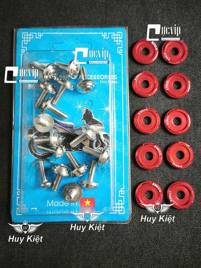 [Tặng 10 LĐ KITACO Đỏ] FULL Bộ Ốc Dàn Áo SALAYA [INOX 304] Vario AB Wave Dr Si Fu Ex Win Vision Jupiter Sonic Raider Satria Mio MS9943