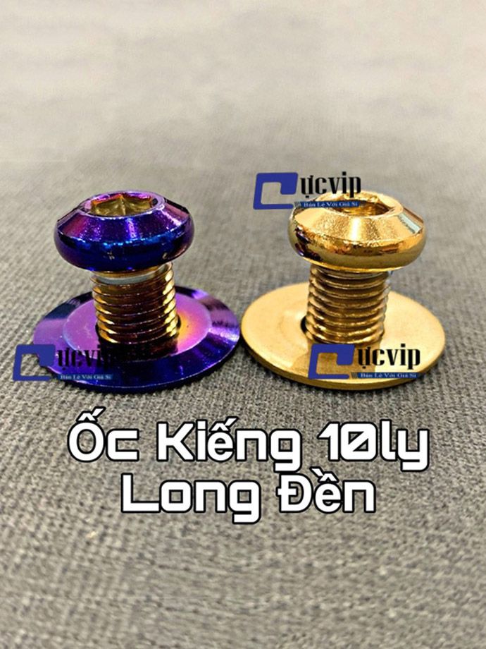 Ốc Chân Kiếng Kèm Long Đền 10Ly Xi Titan, Xi Vàng (Ren Xuôi) MS2768