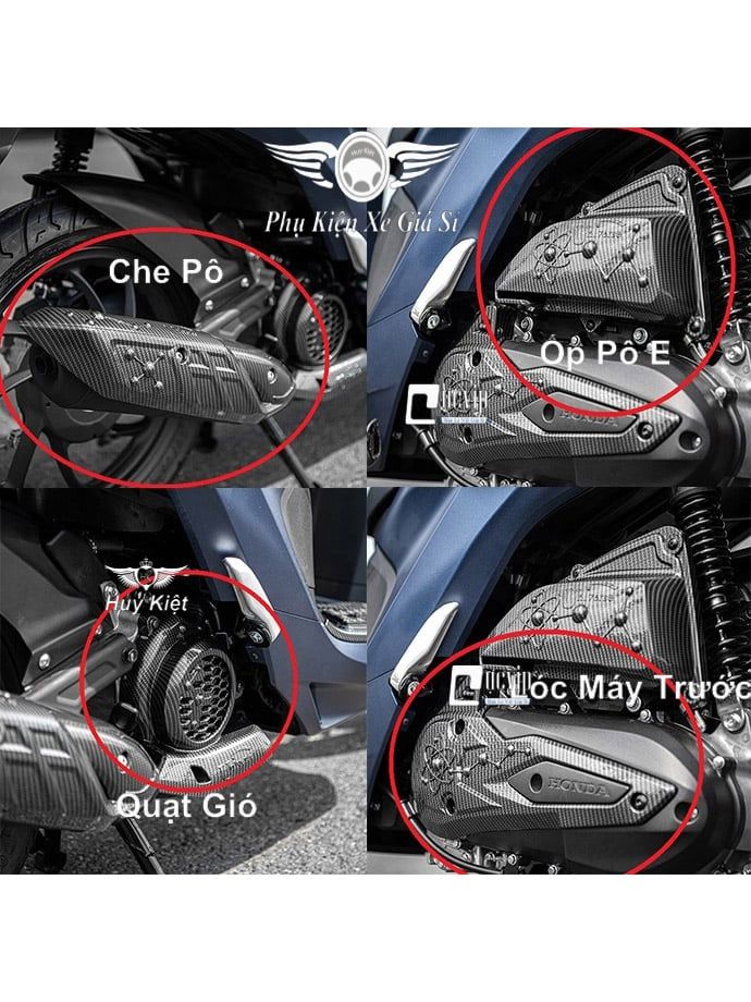 Combo 4 Món Bảo Vệ Cho Xe Vision 2021 - 2022 Carbon MS3957