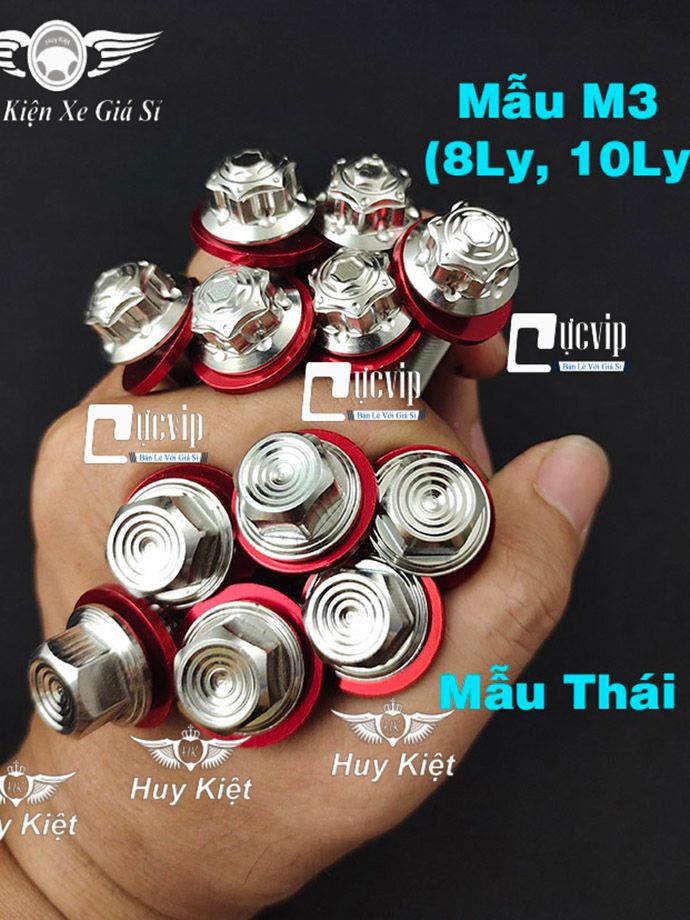 Ốc Salaya 8Ly, 10Ly (M3) (THÁI) Inox 304 Tặng Kèm Lông Đền Nhôm Đỏ, Chiều Dài Đầy Đủ Các Size (Giá Sỉ 1 Ốc)