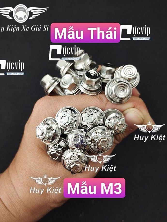 Ốc Salaya (M3) (Thái) Inox 304 8Ly3 TẶNG Lông Đền Inox Salaya Gắn Pat Heo Dầu Trước SH Việt Nam, Kẹp Ty Phuộc Raider, Satria, Sonic (Giá 1 Ốc) MS6153