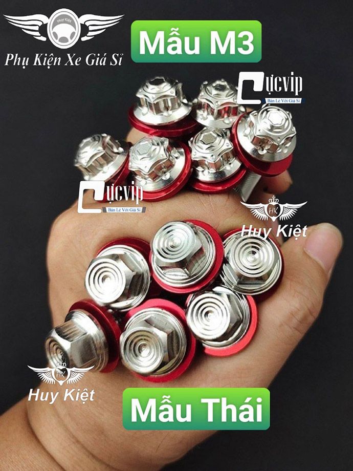 Ốc Salaya 8Li4 Inox 304 M3, Thái TẶNG Lông Đền Nhôm Đỏ Gắn Chảng Ba Raider Satria Sonic, Treo Pô Sonic Raider Satria Ex150 Ex11 Win Wave Dr Fu Win X V2 V3 (Giá 1 Ốc) MS6156