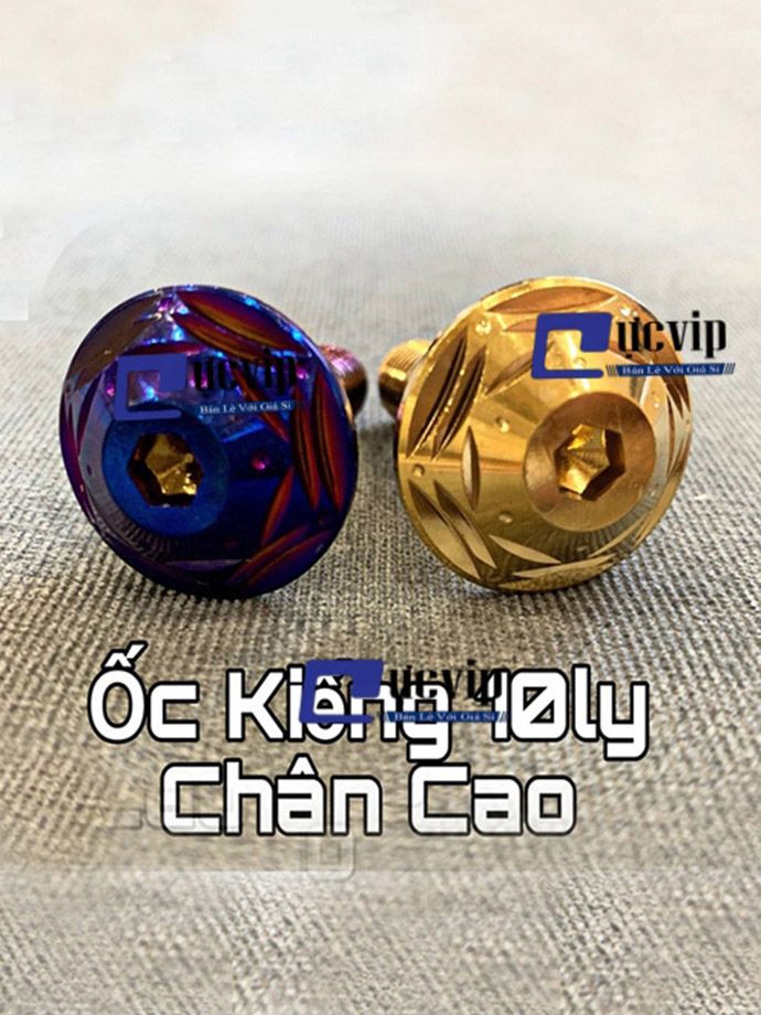 Ốc Chân Kiếng 10Ly Chân Cao (Ren Xuôi) Xi Vàng, Titan MS2777