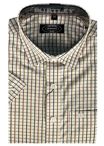  ÁO SƠMI NAM NGẮN TAY SLIMFIT B1927-21F-1 CARO NÂU 