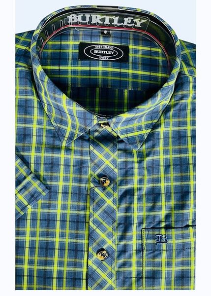 ÁO SƠMI NAM NGẮN TAY VẠT NGANG SLIMFIT AN70-022SN CARO XANH