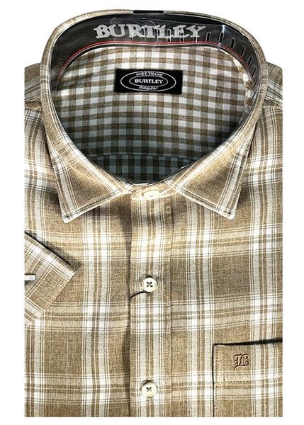 ÁO SƠMI NAM NGẮN TAY REGULAR B2027-07R-2 CARO NÂU