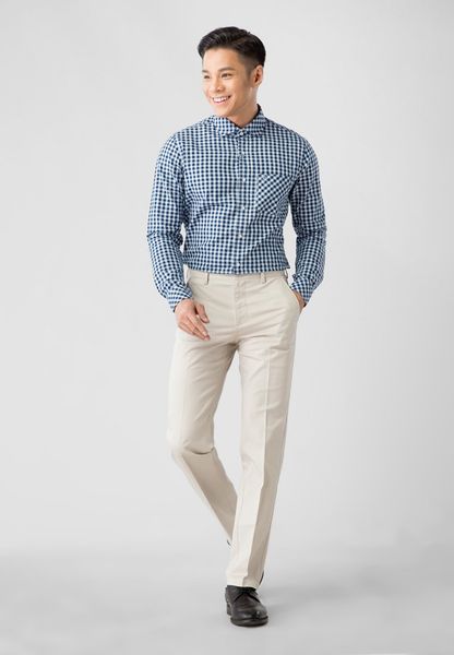 ÁO SƠ MI NAM SLIMFIT DÀI TAY B1815-07F-1 CARO XANH ĐẬM