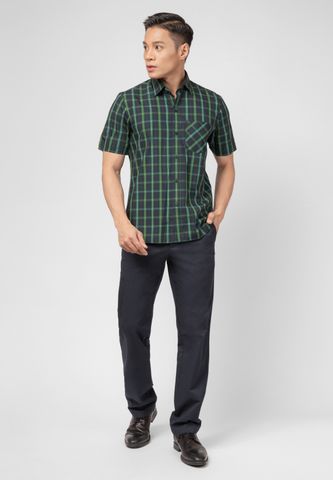  ÁO SƠ MI NGẮN TAY S1923-04F-1 CARO XANH ĐEN 