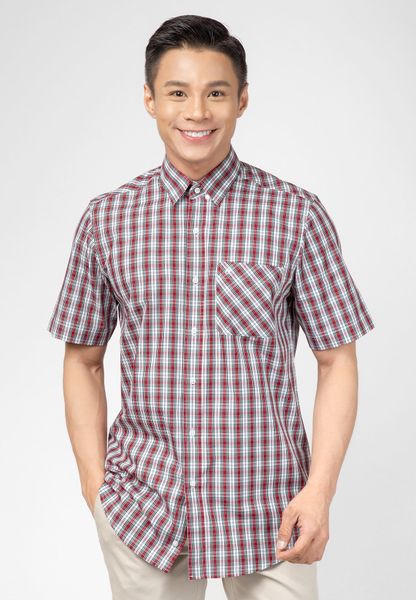 ÁO SƠ MI NGẮN TAY S1923-05-2 CARO ĐỎ HỒNG