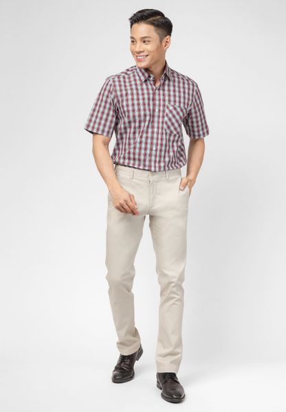 ÁO SƠ MI NGẮN TAY S1923-05-2 CARO ĐỎ HỒNG