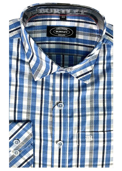 ÁO SƠMI NAM DÀI TAY SLIMFIT B1917-22F-1 XANH BIỂN