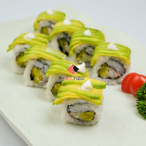 CA4 SALMON RICE ROLLS TOPPED WITH AVOCADO