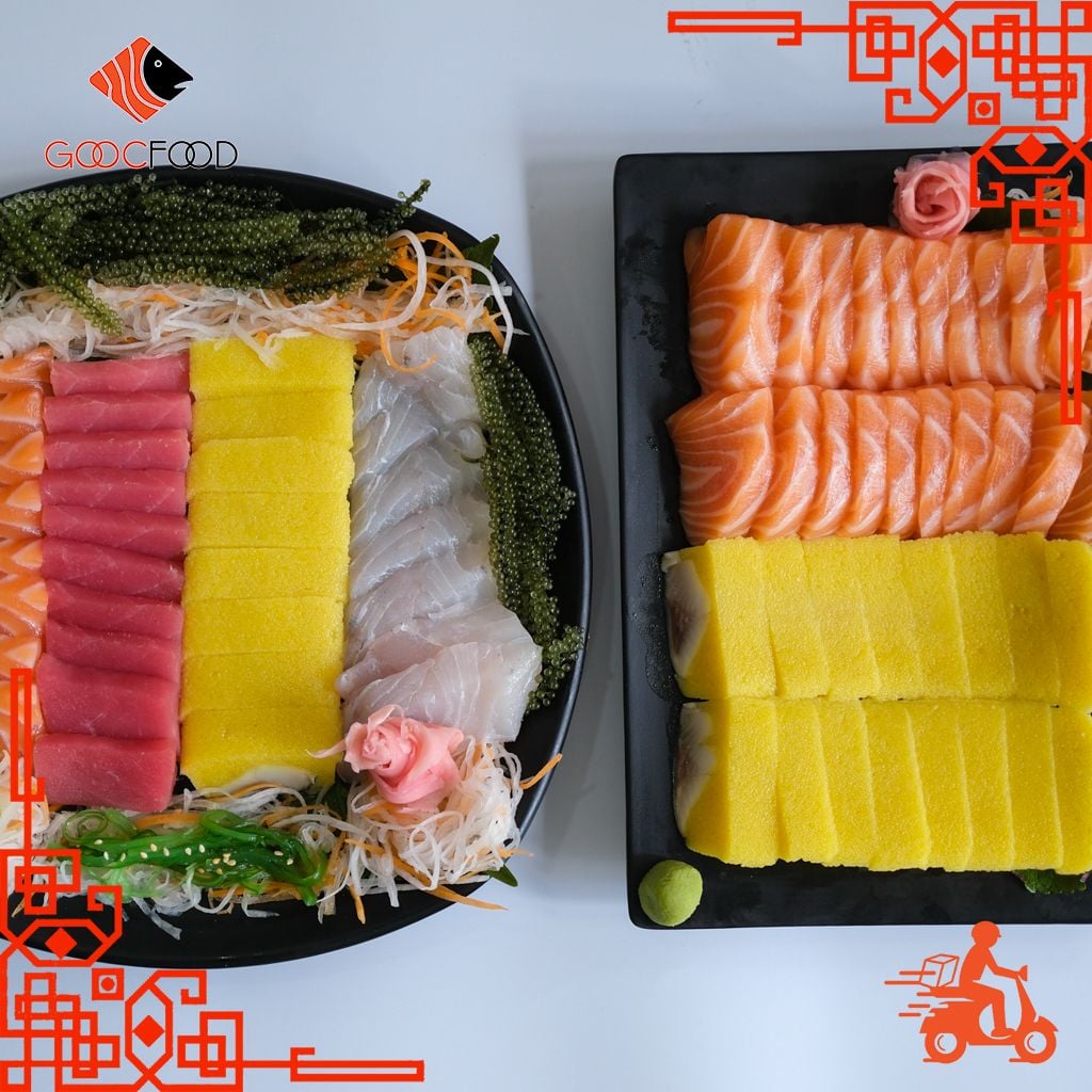Set Sashimi 525k (100 gram cá hồi, 100 gram cá chẽm, 100 gram cá ngừ, 100 gram cá trích)
