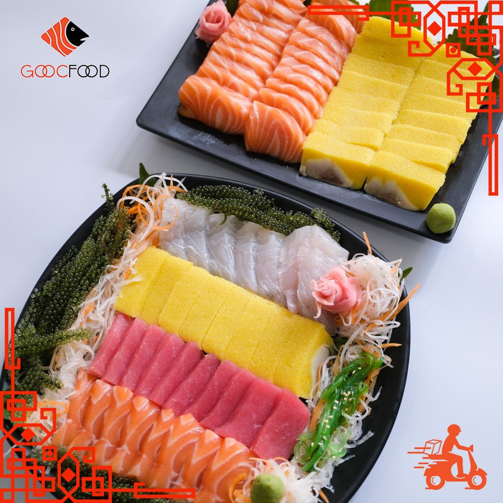 Set Sashimi 525k (100 gram cá hồi, 100 gram cá chẽm, 100 gram cá ngừ, 100 gram cá trích)