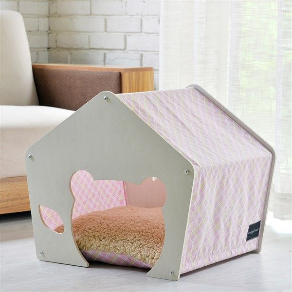 Nhà nệm gỗ cho thú cưng - Hồng 57x47x50cm | Loffepet