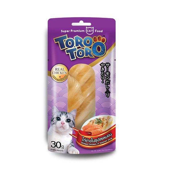 Thức ăn xông khói cho Mèo vị gà nướng và soup cá hồi TORO TORO 30gr