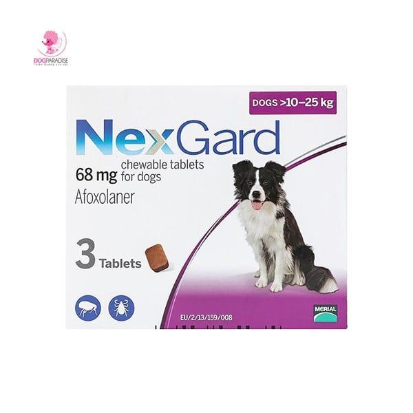 Thuốc trị ve, bọ chét cho chó 10-25kg hộp 6 viên NEXGARD