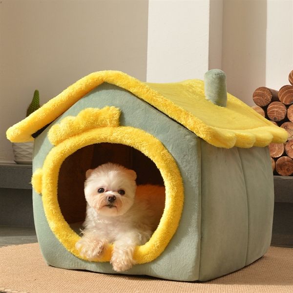 Ổ nệm cho chó mèo hình ngôi nhà Teddy Xanh - Size L-53*43*46cm