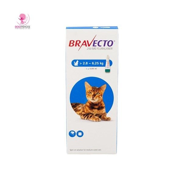 Thuốc trị ghẻ, viêm da, ve rận cho mèo 2,8kg-6,25kg 0,89ml BRAVECTO PLUS