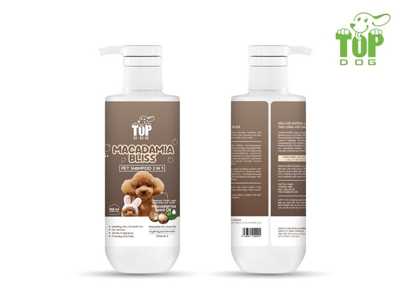 Dầu gội dưỡng lông dành cho thú cưng với dầu Macadamia TOPDOG MACADAMIA BLISS 450ml