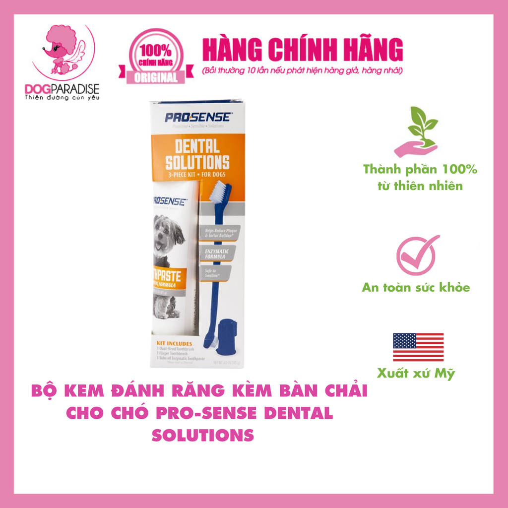 Kem đánh răng kèm bàn chải cho chó ProSense Dental Solutions 85g