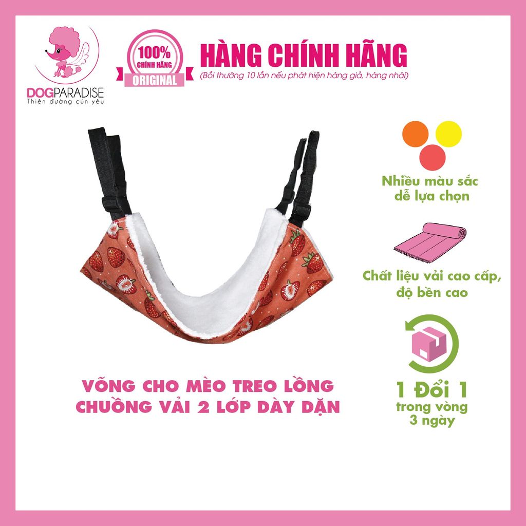 Võng cho Mèo treo lồng, chuồng 2 lớp size M - 38cmx48cm