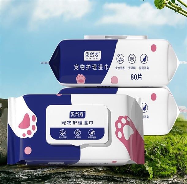 Khăn giấy ướt kháng khuẩn cho chó mèo 80 tờ