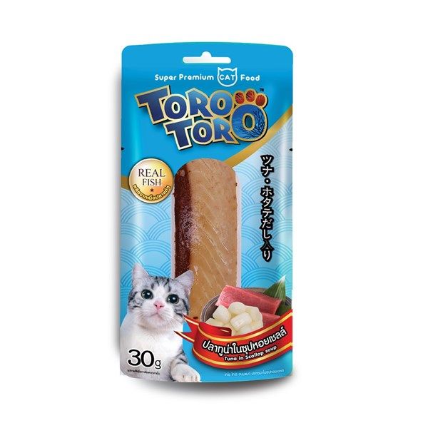 Thức ăn xông khói cho Mèo vị cá ngừ và soup sò TORO TORO 30gr