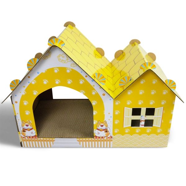 Bàn cào hình ngôi nhà cho mèo - Màu vàng LB-0060 ICLE - 63.5x40x45cm -Loại lớn
