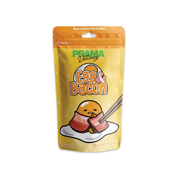 Snack que cho chó vị Trứng và thịt heo xông khói Prama Delicacy Egg & Bacon - 60g
