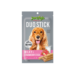 Thức ăn cho chó dạng que vị sữa và dâu Collagen 50g | Jerhigh Duo Stick