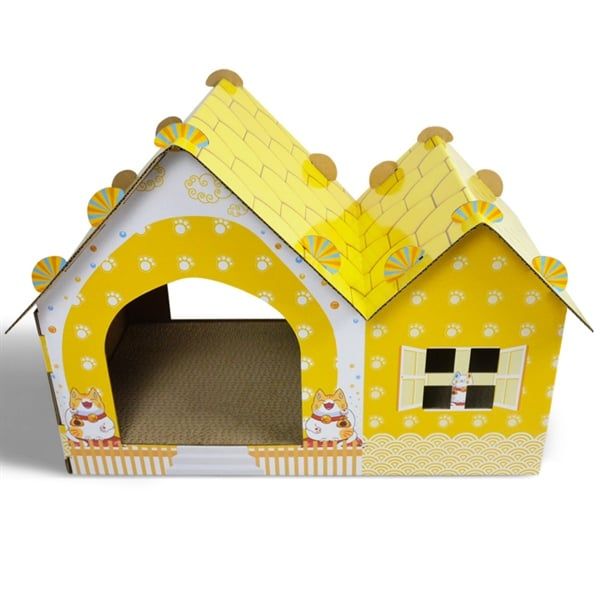 Bàn cào hình ngôi nhà cho mèo - Màu vàng LB-0060 ICLE - 53x35x40cm