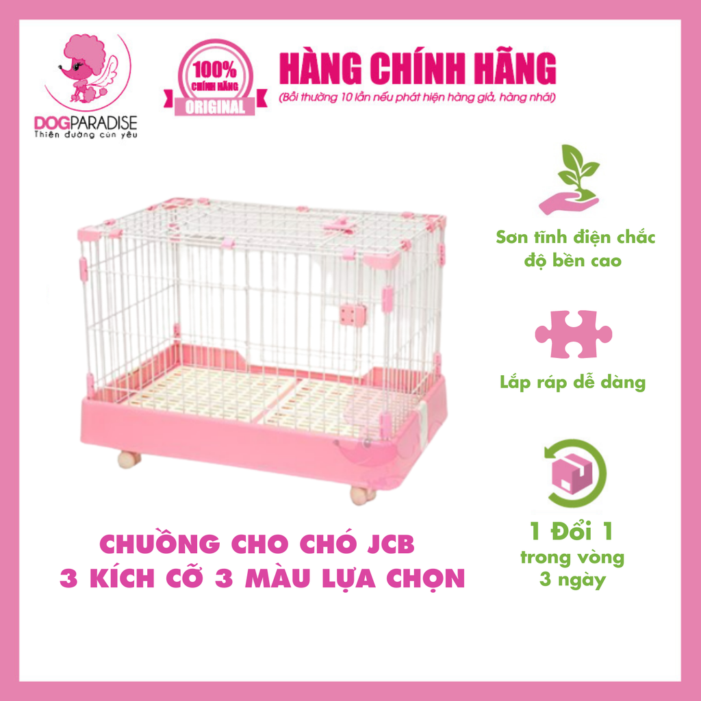 Chuồng cho chó JCB cạnh thép sơn tĩnh điện chắc chắn 3 màu lựa chọn cỡ M