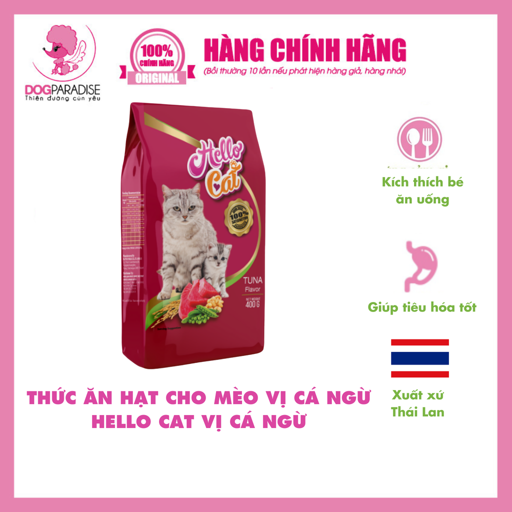 Thức ăn hạt cho mèo vị cá ngừ 400g x 25 HELLO CAT TUNA