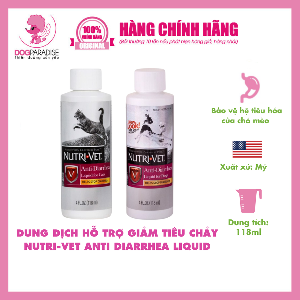 Dung dịch trị tiêu chảy cho mèo Nutri-Vet Anti Diarrhea Liquid