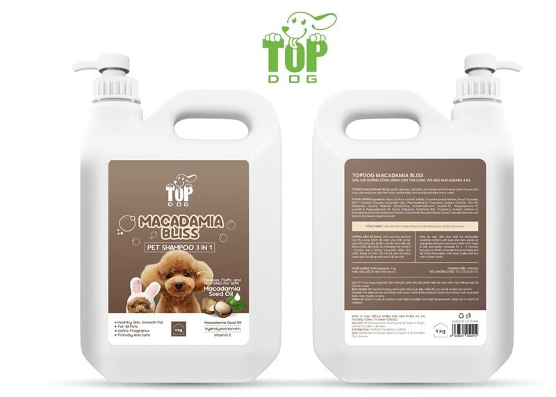 Dầu gội dưỡng lông dành cho thú cưng với dầu Macadamia - TOPDOG MACADAMIA BLISS 4kg