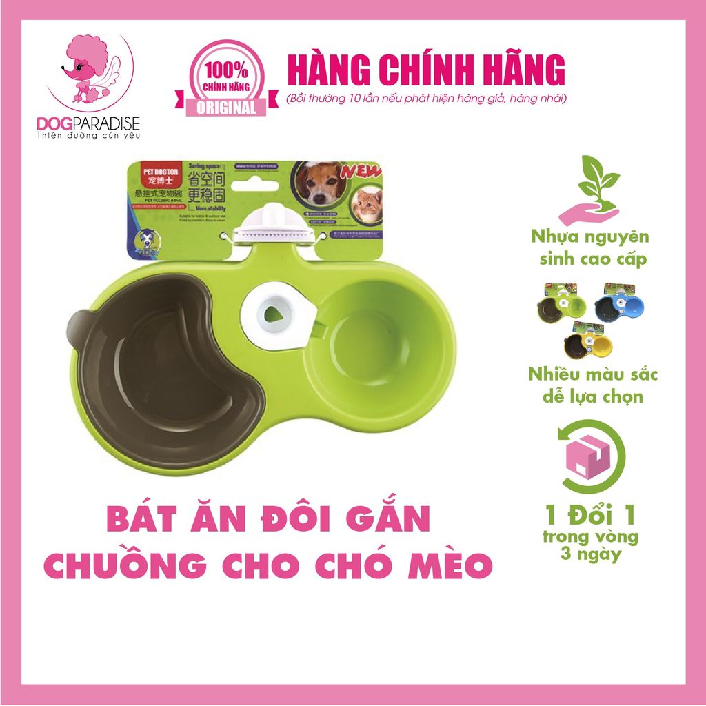 Bát Ăn Đôi Gắn Chuồng Chó Mèo P1007 PIAN PIAN