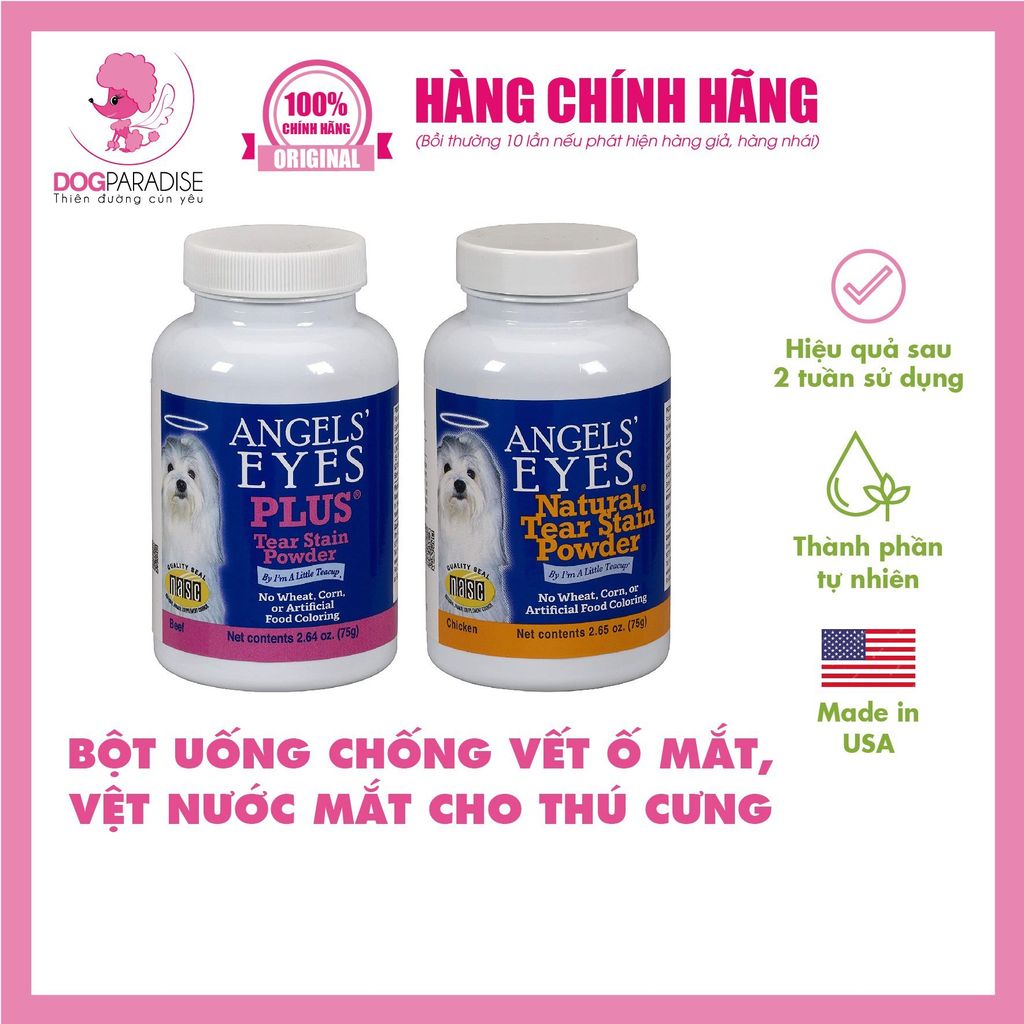 Bột dinh dưỡng hỗ trợ chống vết ố nước mắt cho chó vị thịt gà 45g ANGEL'S EYES