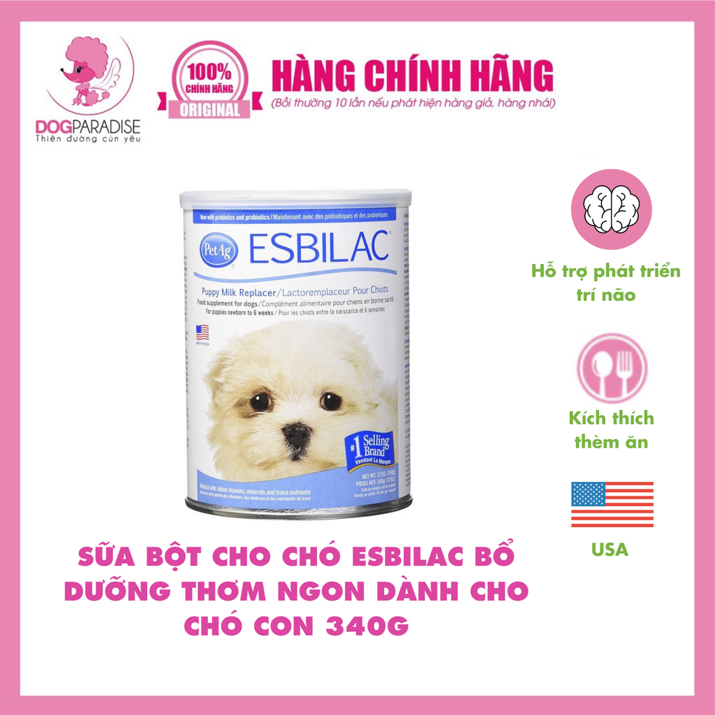 Sữa bột Esbilac cho chó con Petag 340g