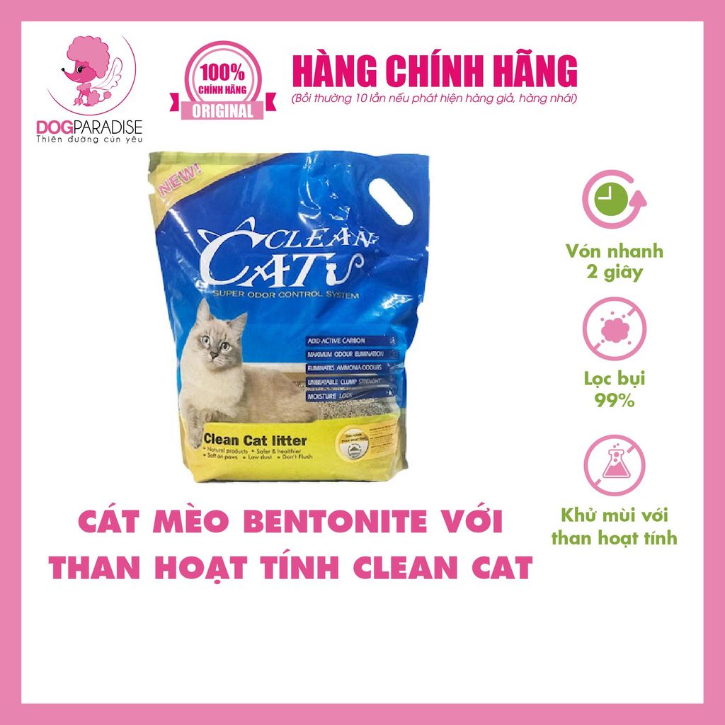 Cát mèo bentonite khử mùi với than hoạt tính CLEAN CAT