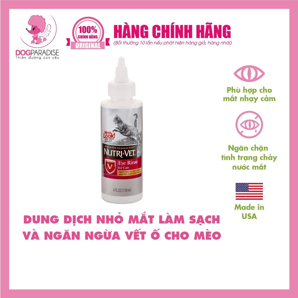 Dung dịch làm sạch mắt cho mèo Eye Rinse 118ml Nutrivet