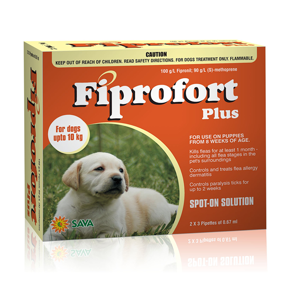 Dung dịch nhỏ gáy trị ve rận cho chó dưới 10kg - 3 tuýp x 0.67ml |FIPROFORT PLUS (3*0.67ML) Sava Vet