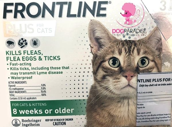 Tuýp nhỏ gáy, loại bỏ bọ chét, rận, ve cho mèo FRONTLINE PLUS CAT (3 tuýp)