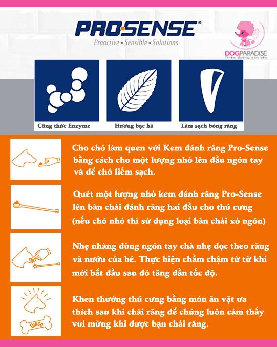 Kem đánh răng kèm bàn chải cho chó ProSense Dental Solutions 85g